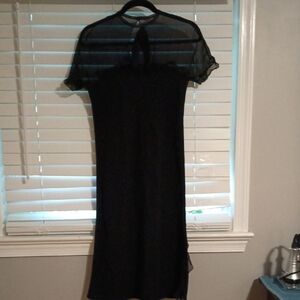 Jack Rogers Black Sheath Midi Dress with Flutter Sleeves